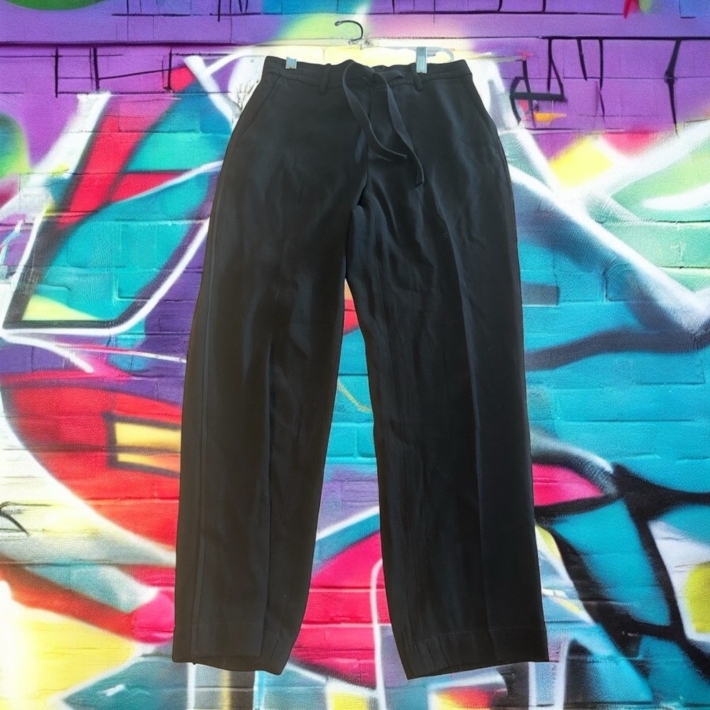 Vince Pants, elastic back drawstring waist loops, side back pockets, black, Sz S